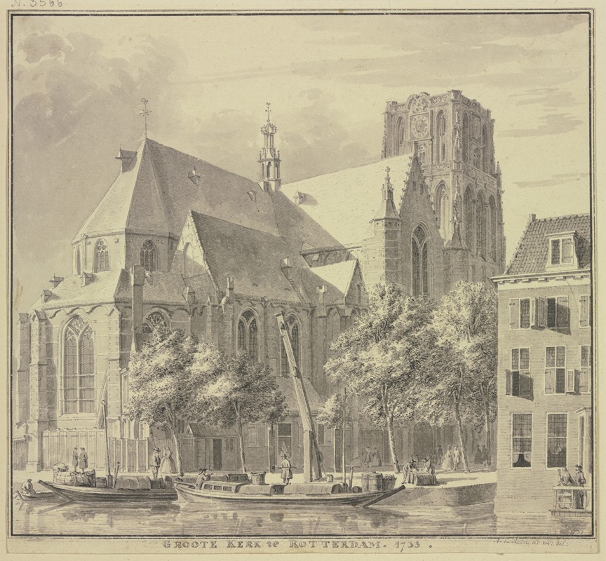 Groote Kerk te Rotterdam by Абрахам де Хаен младший, 1734 — digital art print download
