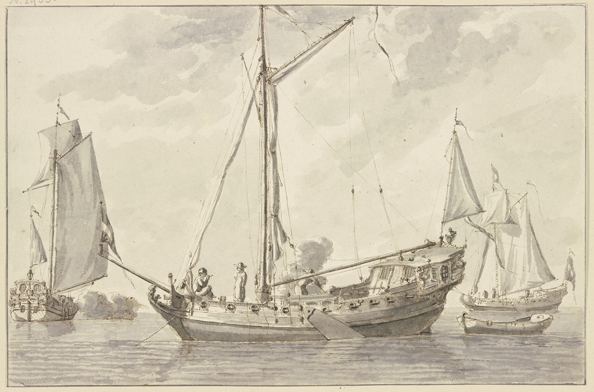 Three canonball boats by Абрахам Сток — digital art print download