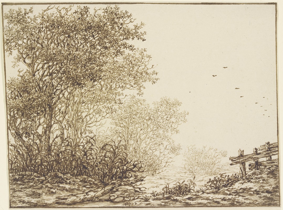 Landschaft mit Bäumen und Weidegatter by Адриан Хендрикс. Вербум — digital art print download