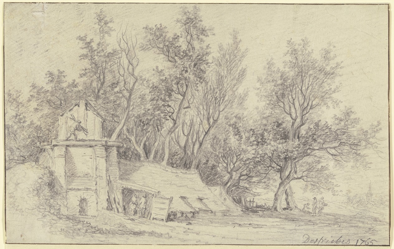 Holzhauerhütten am Waldesrand by Aignan-Thomas Desfriches, 1765 — digital art print download