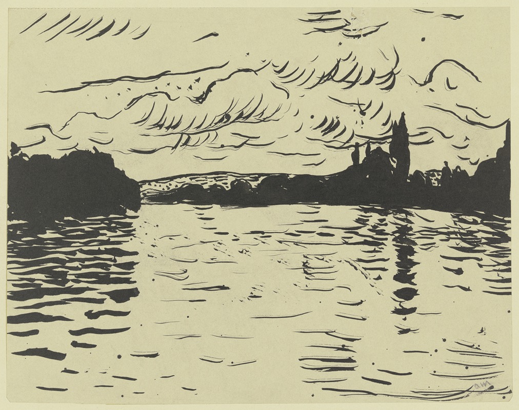 Fluss von Bäumen umsäumt by Альбер Марке — digital art print download