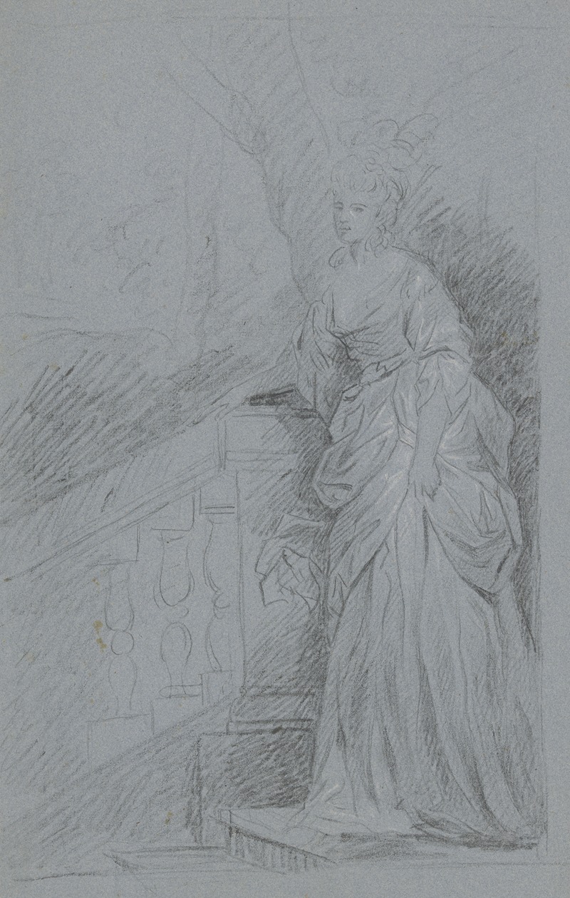 Dame in ganzer Figur auf einer Freitreppe — Анжелика Кауфман
