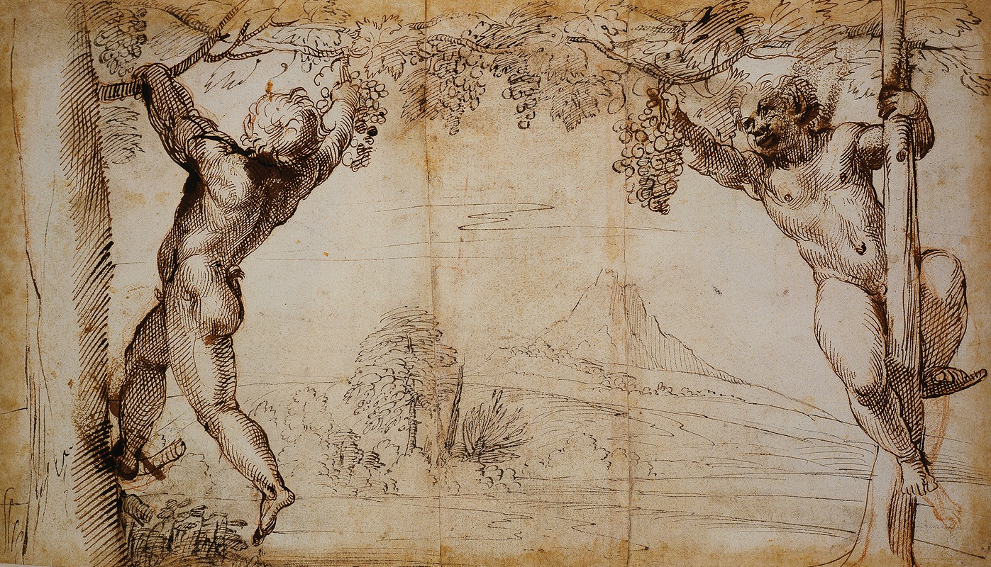 Two Young Satyrs picking Grapes by Annibale Carracci — digital art print download