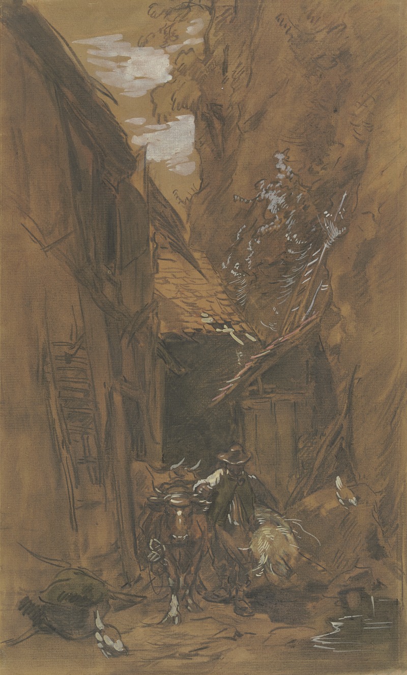 Farmstead next to rocks by Антон Бургер — digital art print download