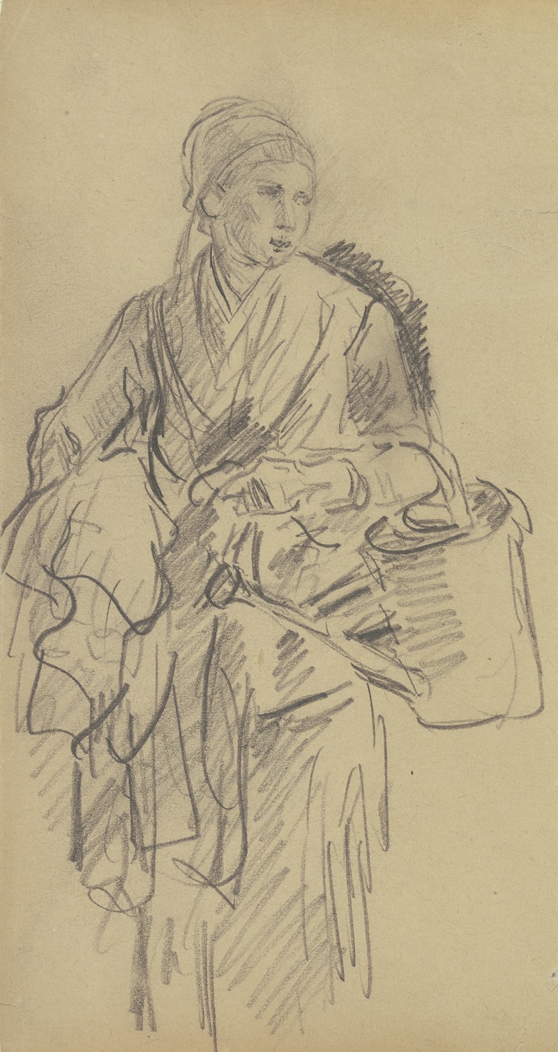 Farmwoman with a watering can — Anton Burger