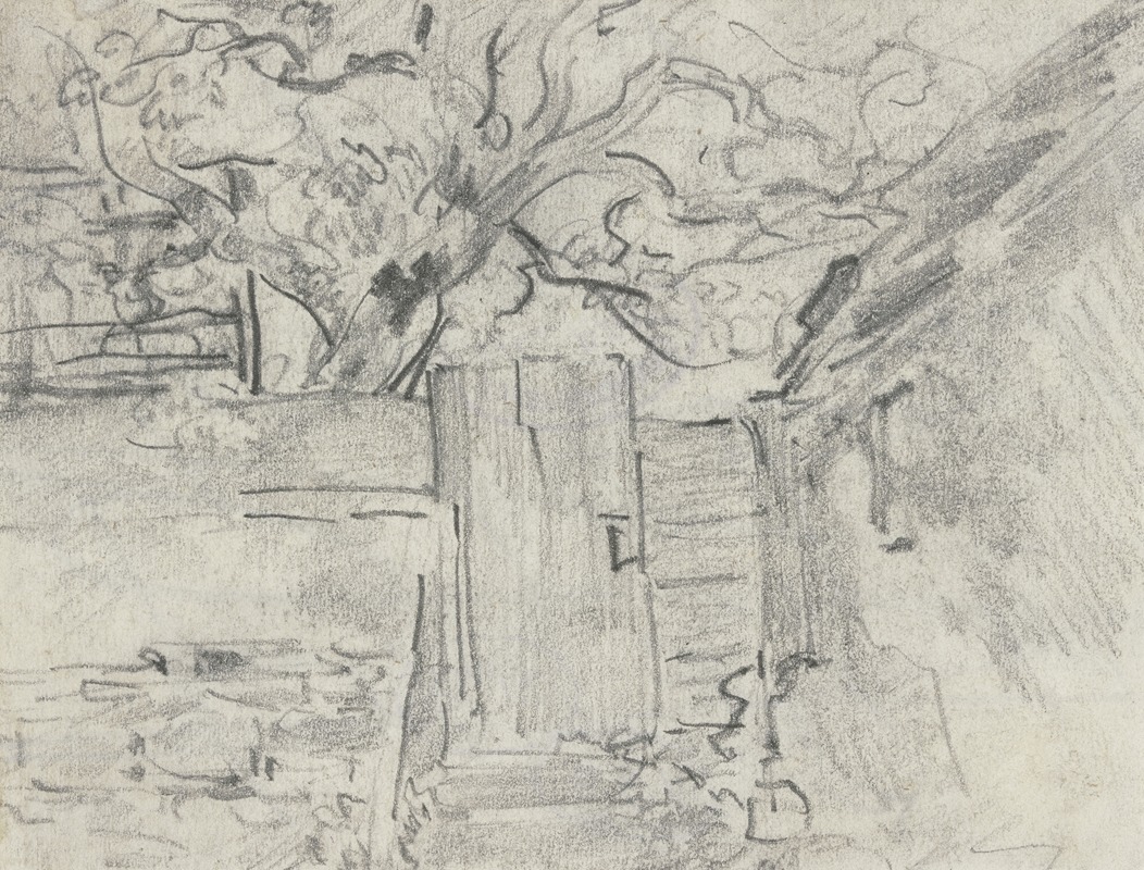 Gartenpförtchen mit Baum dahinter by Антон Бургер — digital art print download