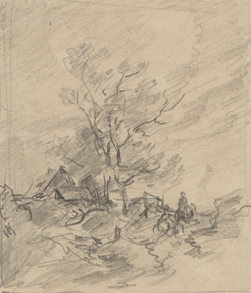 Heimkehrende Figuren in windiger Landschaft — Антон Бургер