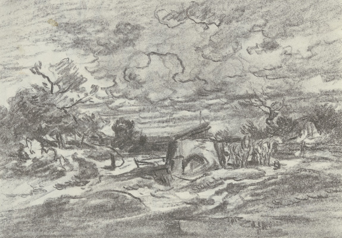 Landscape in stormy weather by Антон Бургер — digital art print download