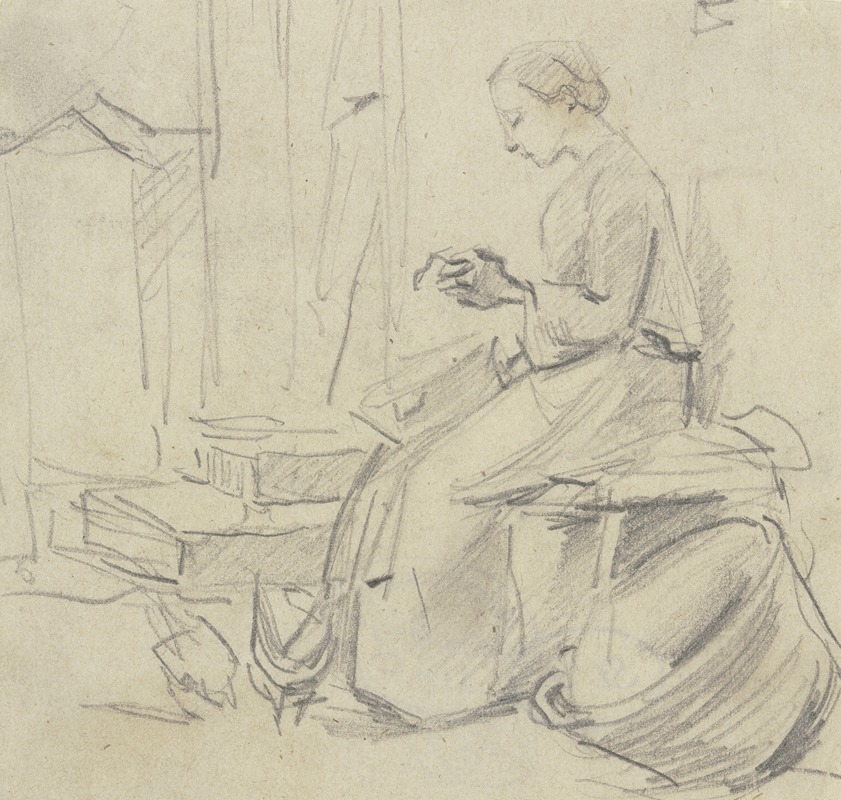 Sitting woman, seamstress — Антон Бургер