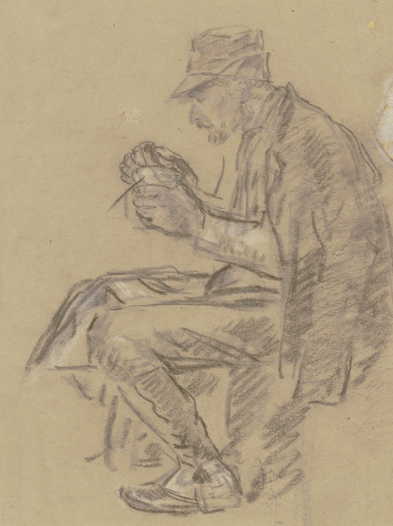 Sitting woodcutter by Антон Бургер — digital art print download