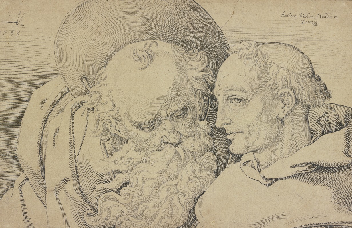 Der Heilige Hieronymus und ein Mönch by Anton Möller, 1593 — digital art print download