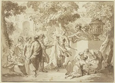 Odysseus entdeckt den als Mädchen verkleideten Achilles am Hofe des Lykomedes by Арнольд Хубракен — digital art print…