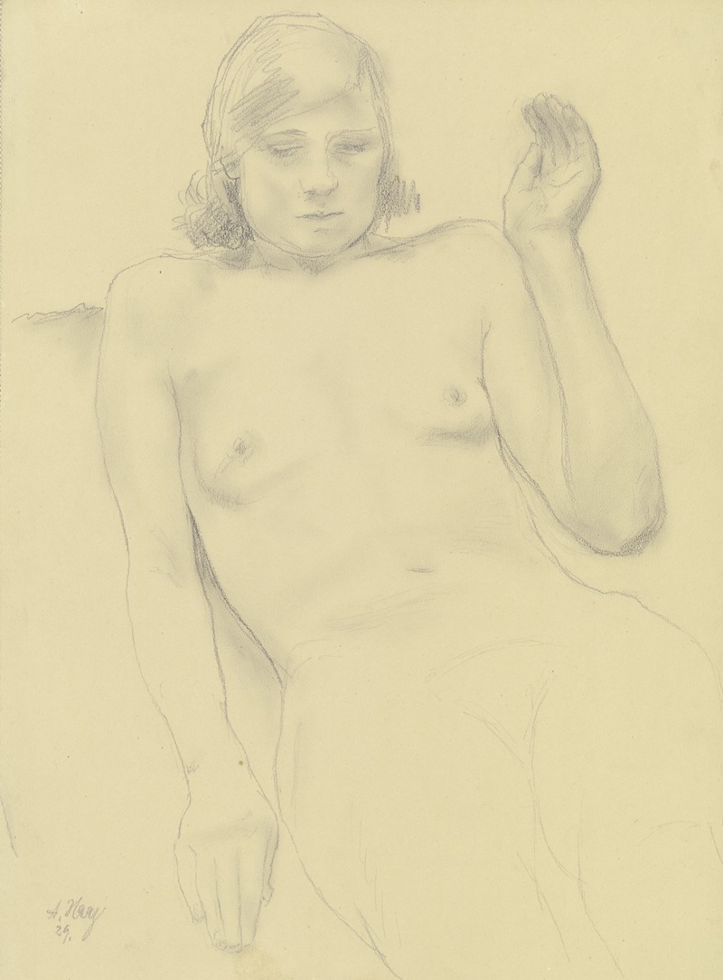 Reclining female nude by August Haag, 1929 — digital art print download