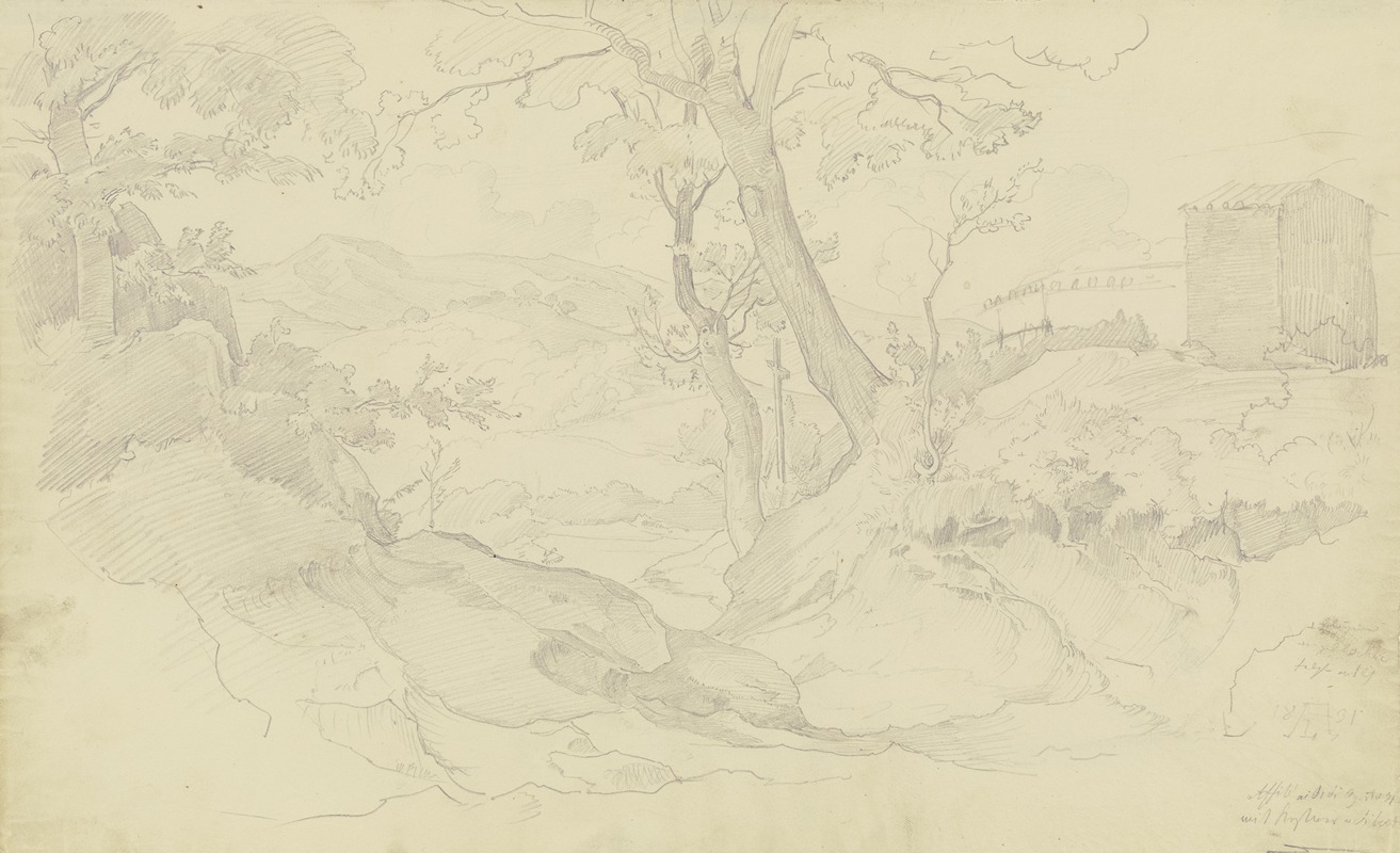 Bergige Waldlandschaft bei Affile by Август Лукас, 1831 — digital art print download