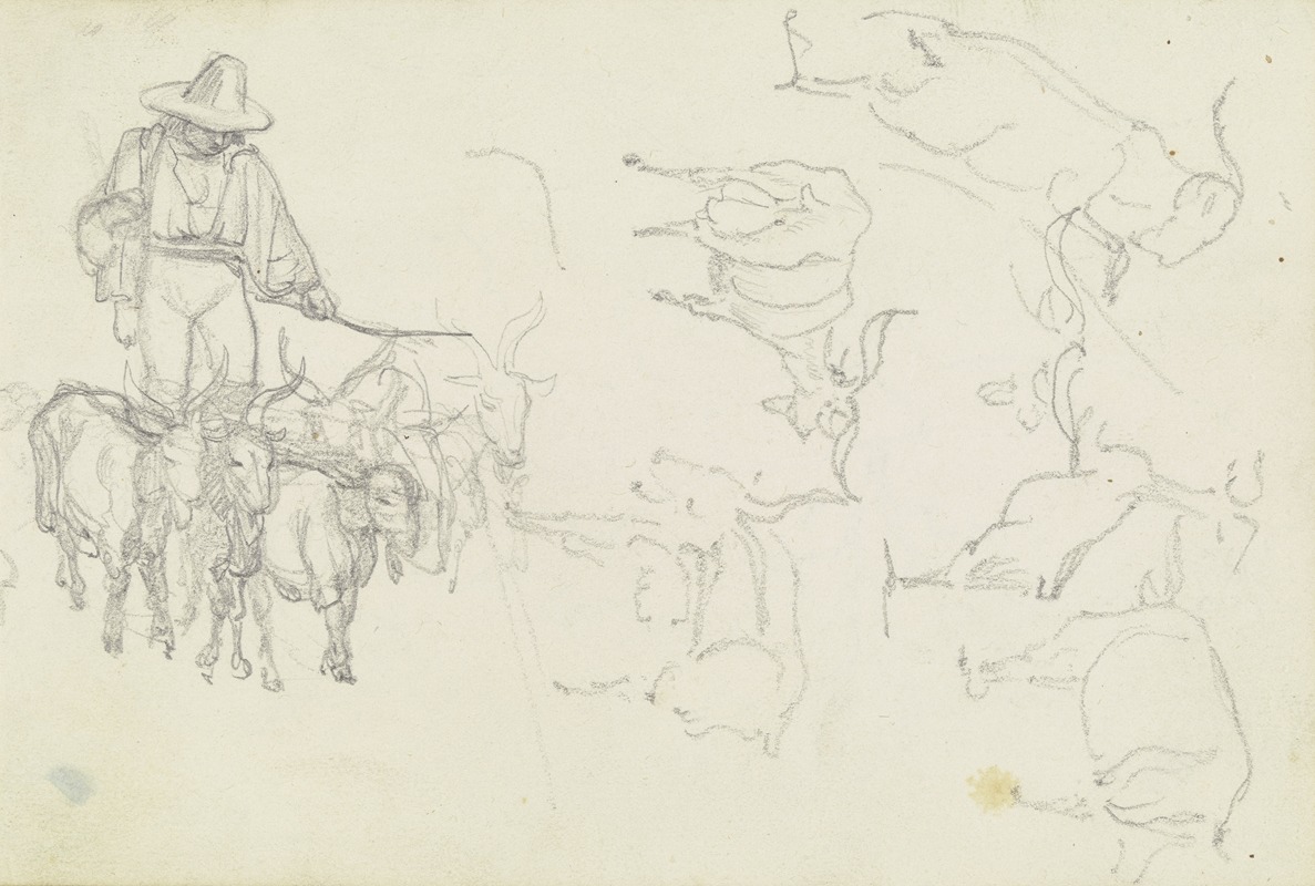 Herd of goats with herder — Август Лукас