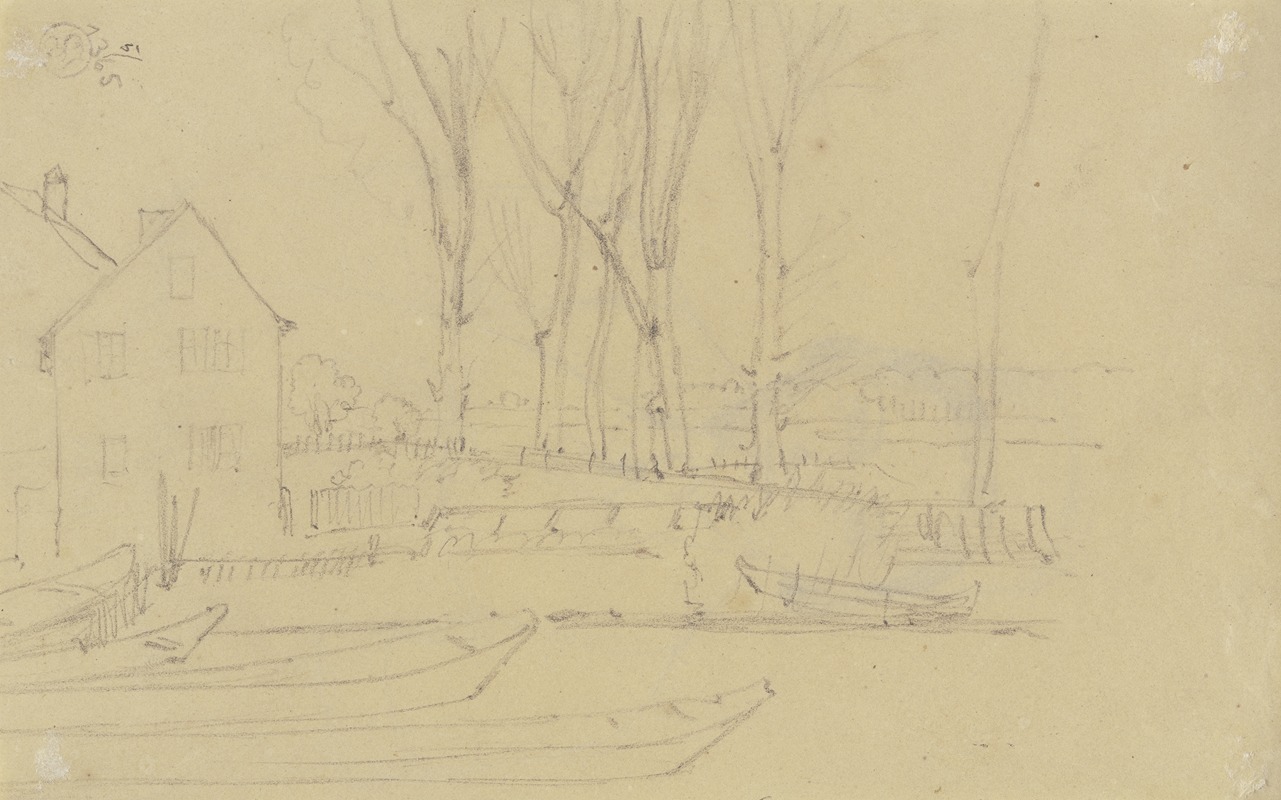 Hof in einer Landschaft by Август Лукас, 1824 — digital art print download