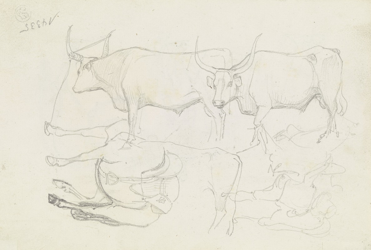 Horses and cattle by August Lucas — digital art print download