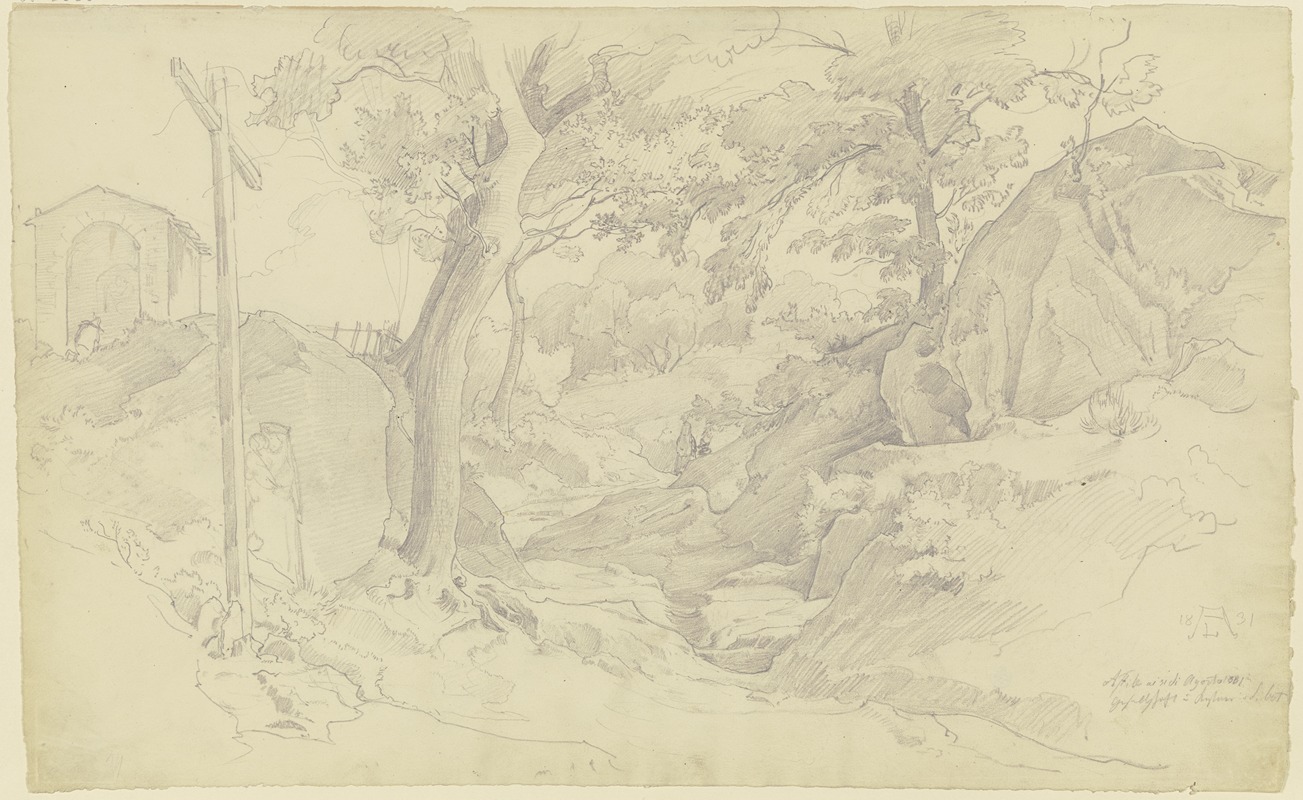 Kapelle an einem Weg bei Affile by Август Лукас, 1831 — digital art print download