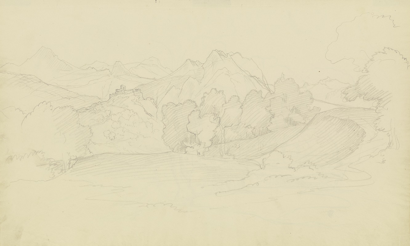 Mountain landscape near Olevano — Август Лукас