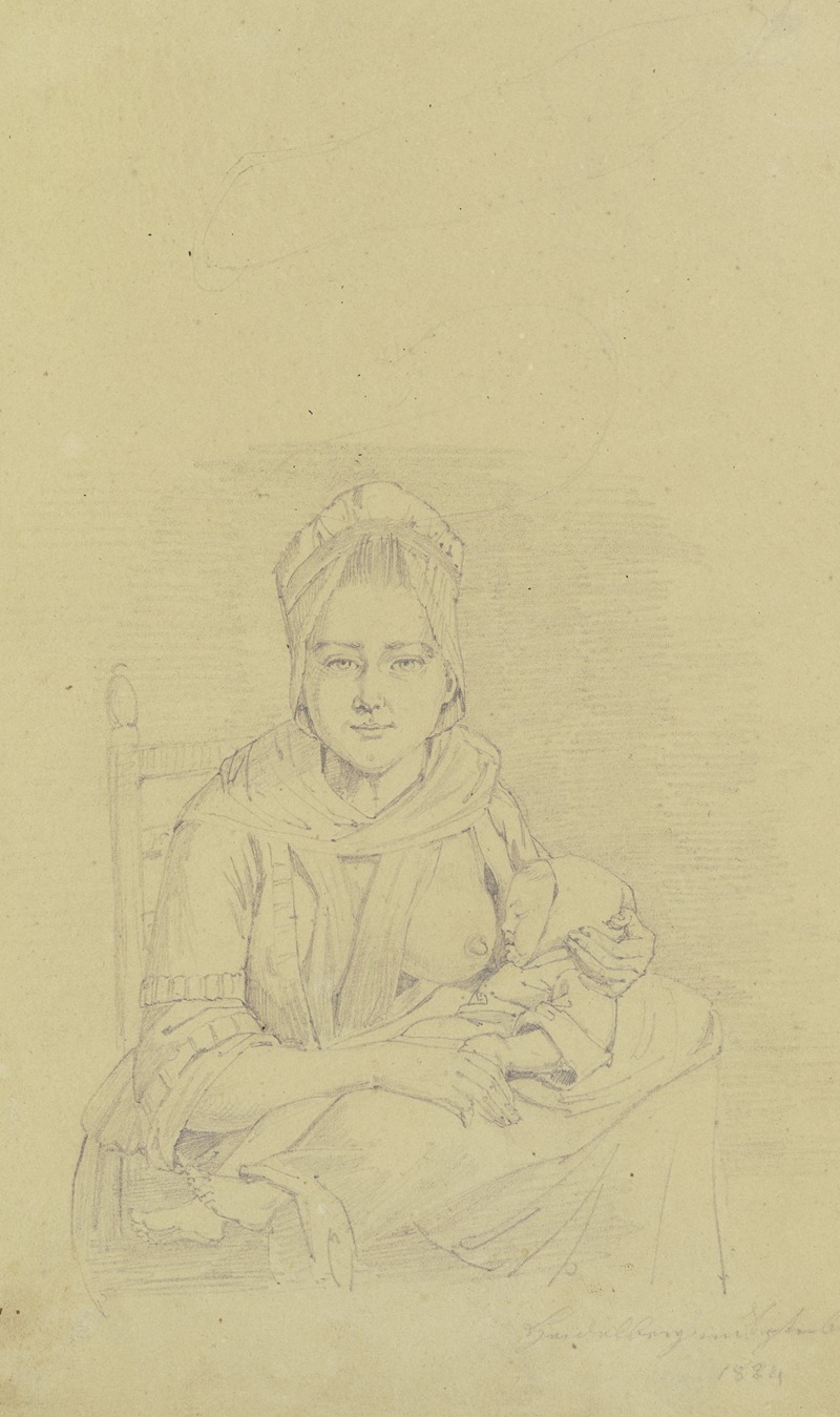 Nursing mother with child by Август Лукас, 1824 — digital art print download