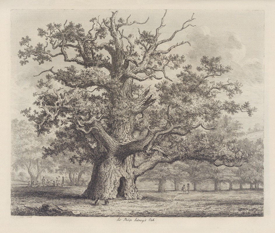 Sir Philip Sidney’s Oak by Jacob George Strutt, 1826 — digital art print download