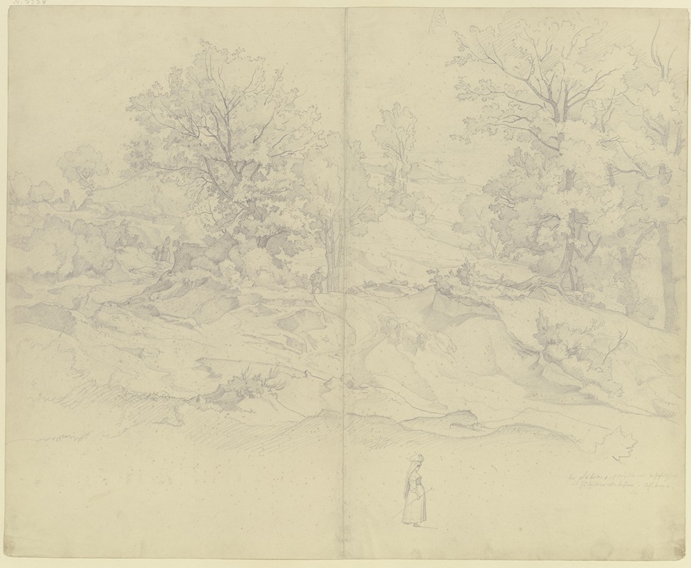 Waldige Landschaft bei Subiaco by Август Лукас, 1831 — digital art print download