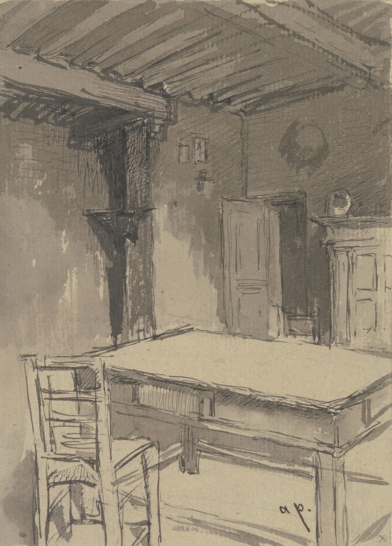 Room with beamed ceiling by Август фон Петтенкофен — digital art print download