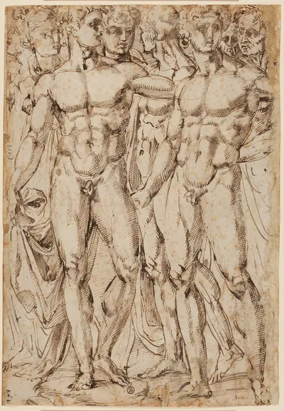 Studien nach männlichen und weiblichen Aktfiguren by Baccio Bandinelli — digital art print download