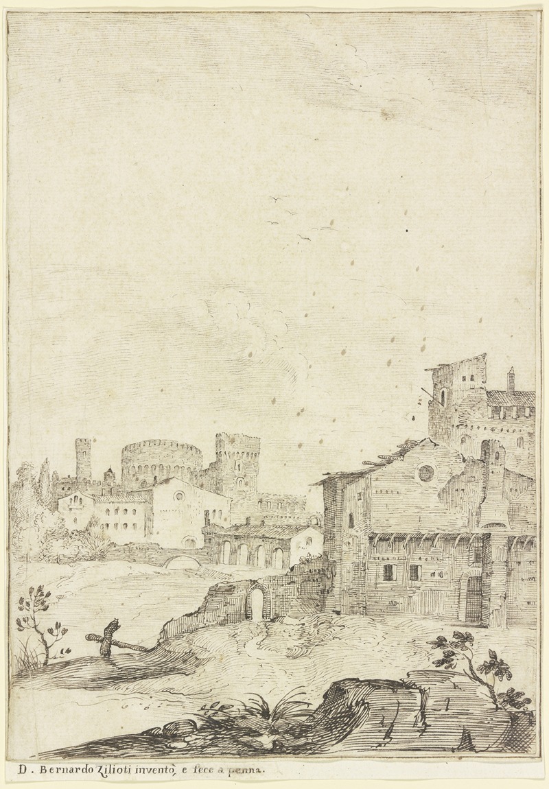 Ansicht einer italienischen Stadt by Domenico Bernardo Zilotti — digital art print download