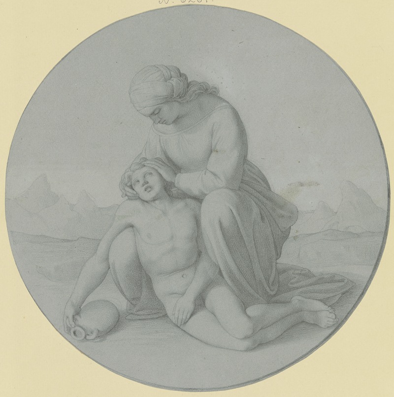 Hagar und Ismael in der Wüste by Carl Eduard Wendelstadt — digital art print download