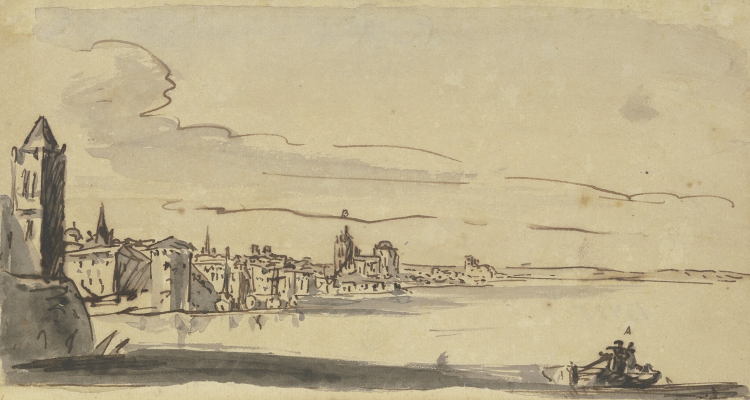 Stadt am Meer mit Befestigung — Carl Friedrich von Rumohr