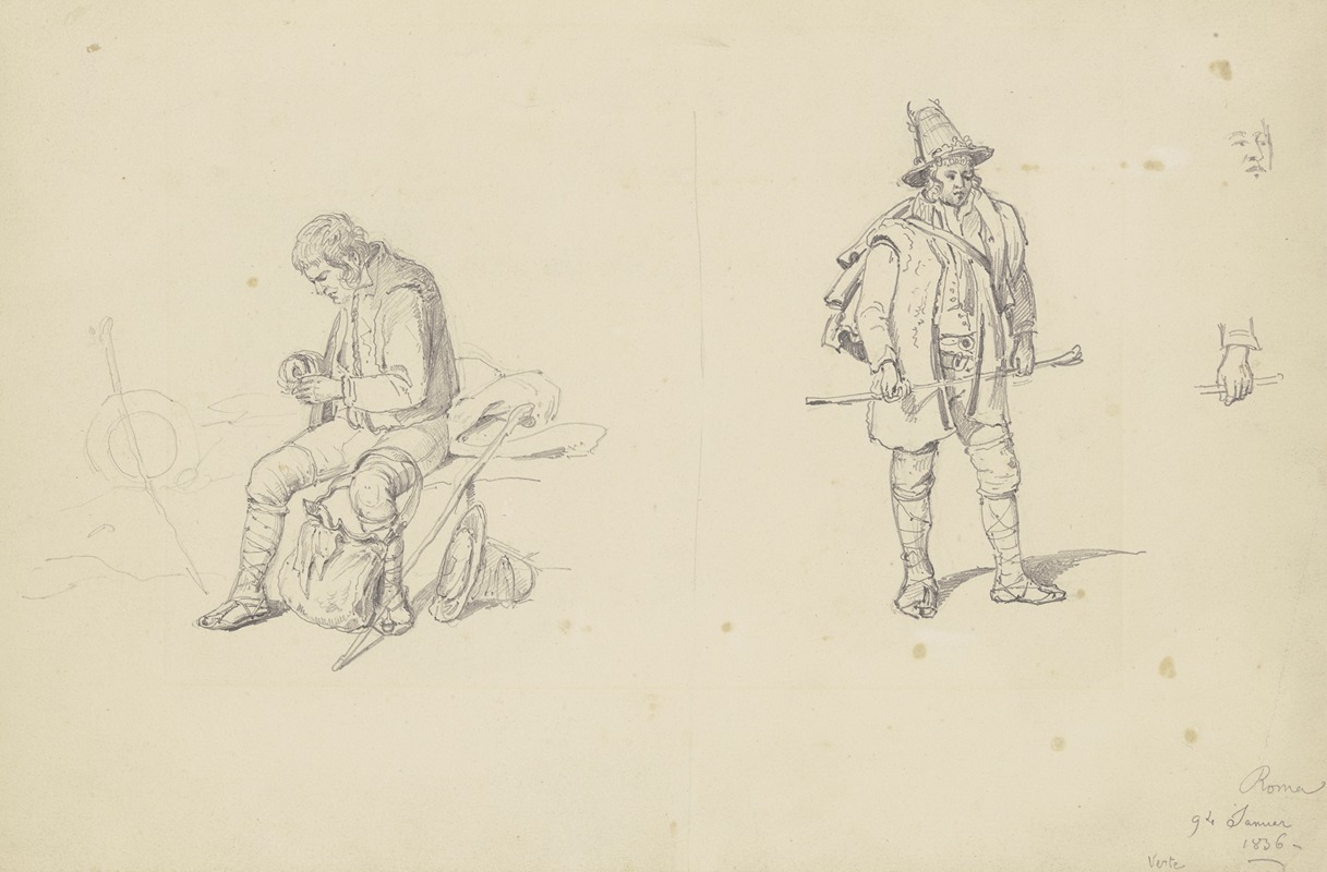 Studienblatt; römische Bauern by Carl Morgenstern, 1836 — digital art print download