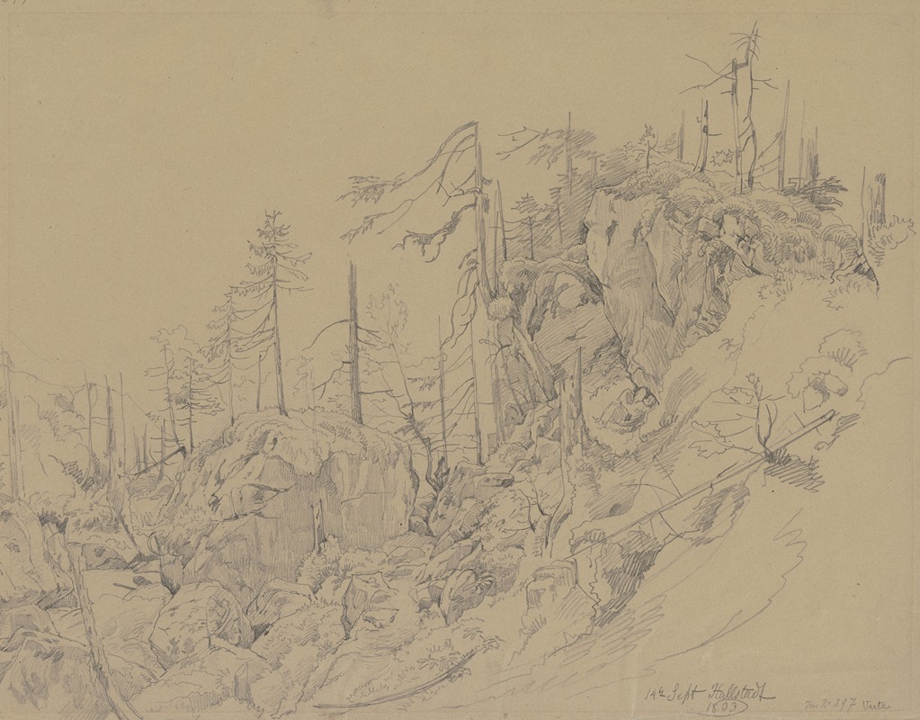 Waldlandschaft bei Hallstadt by Карл Морганштерн, 1833 — digital art print download