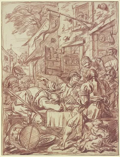 Zechende Soldaten vor einem Wirtshaus by Charles Parrocel — digital art print download