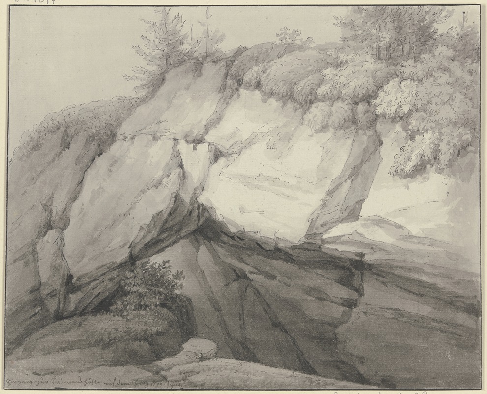 Rockcave in the mountains by Кристиан Георг Шютц младший, 1799 — digital art print download