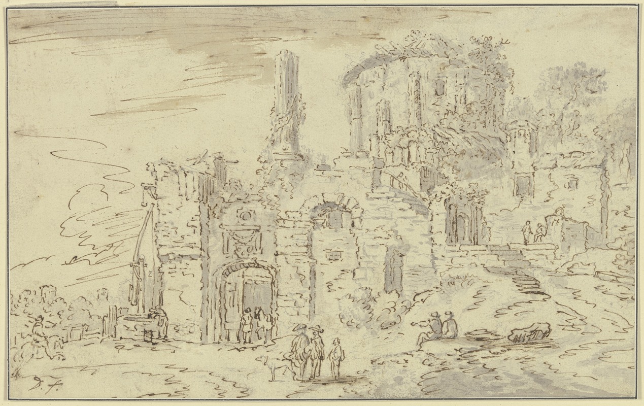 Ruinen von Tempelgebäuden in einer Landschaft — Christian Wilhelm Ernst Dietrich