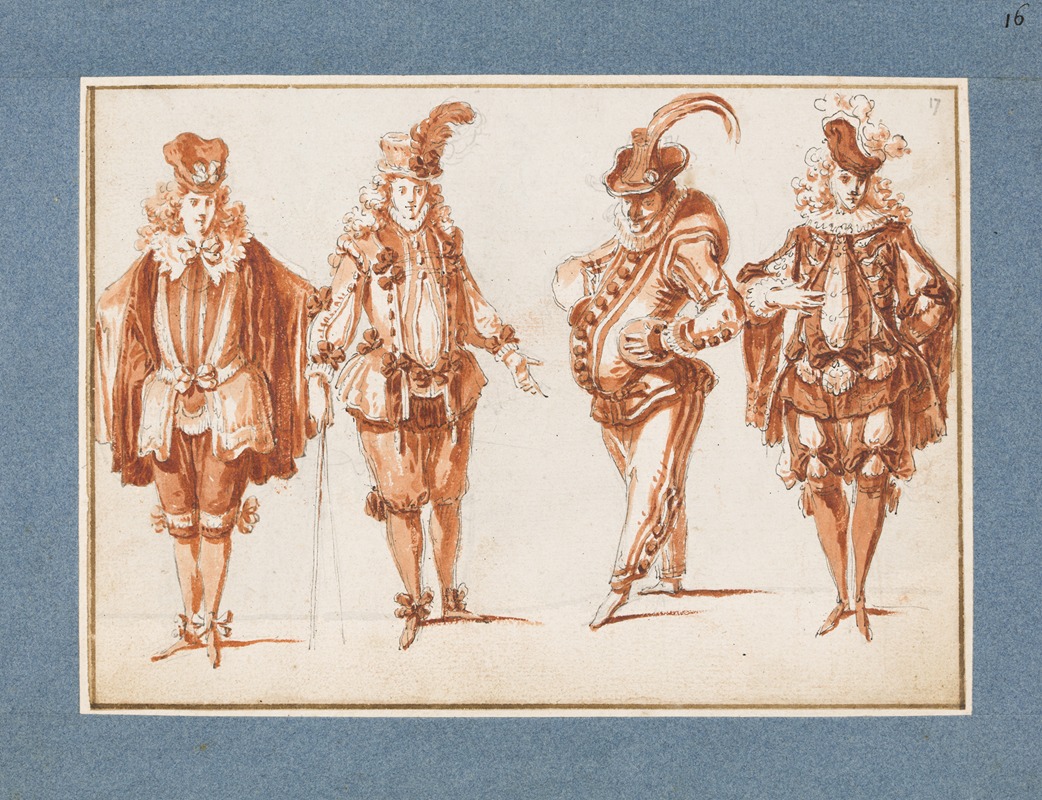 Vier Kostümfiguren by Claude Gillot — digital art print download