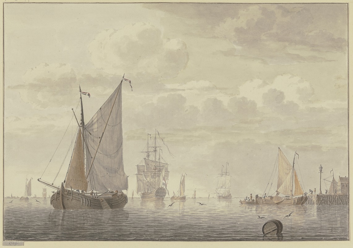 Vor Anker liegende Segelschiffe by Корнелис де Гриент, 1769 — digital art print download