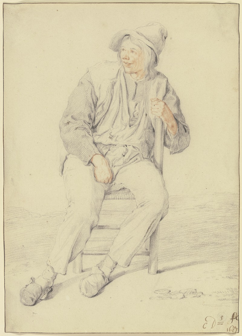 Bauer auf einem Stuhl, nach links gewandt — Cornelis Dusart