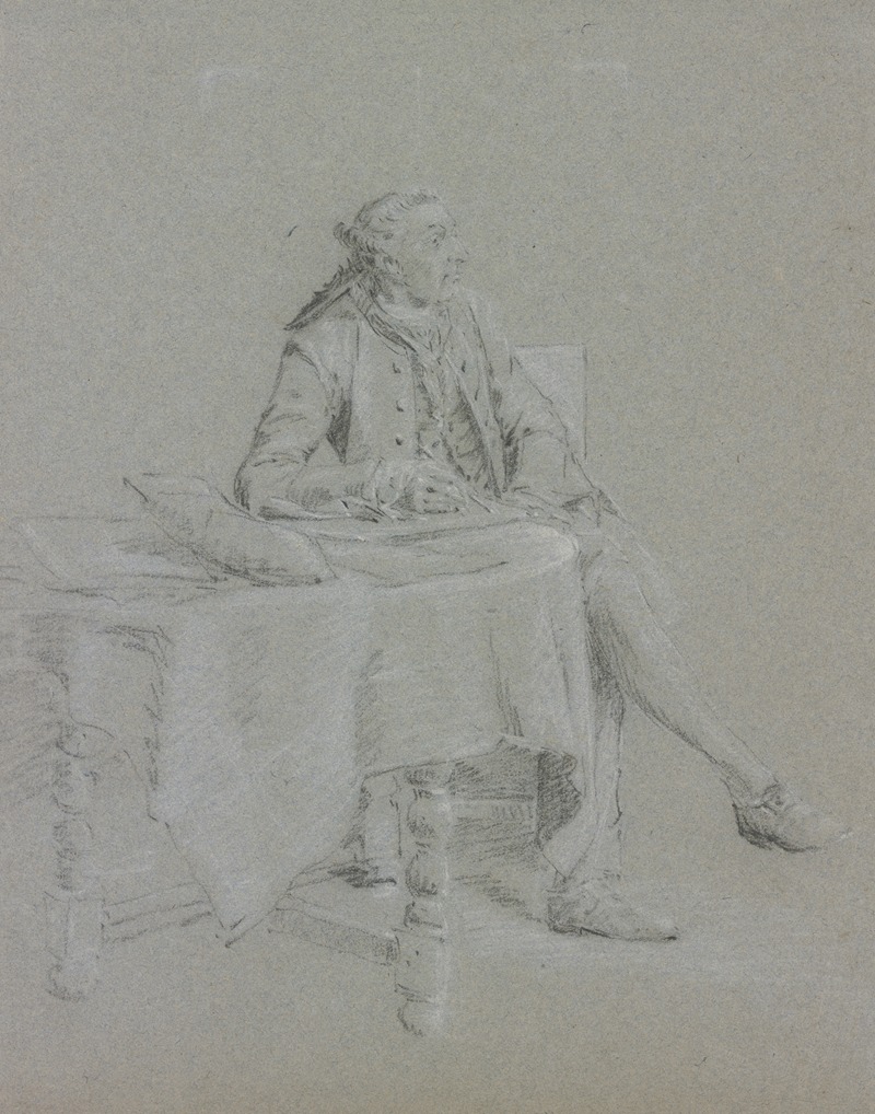 Cavalier sitting at the table by Корнелис Трост — digital art print download