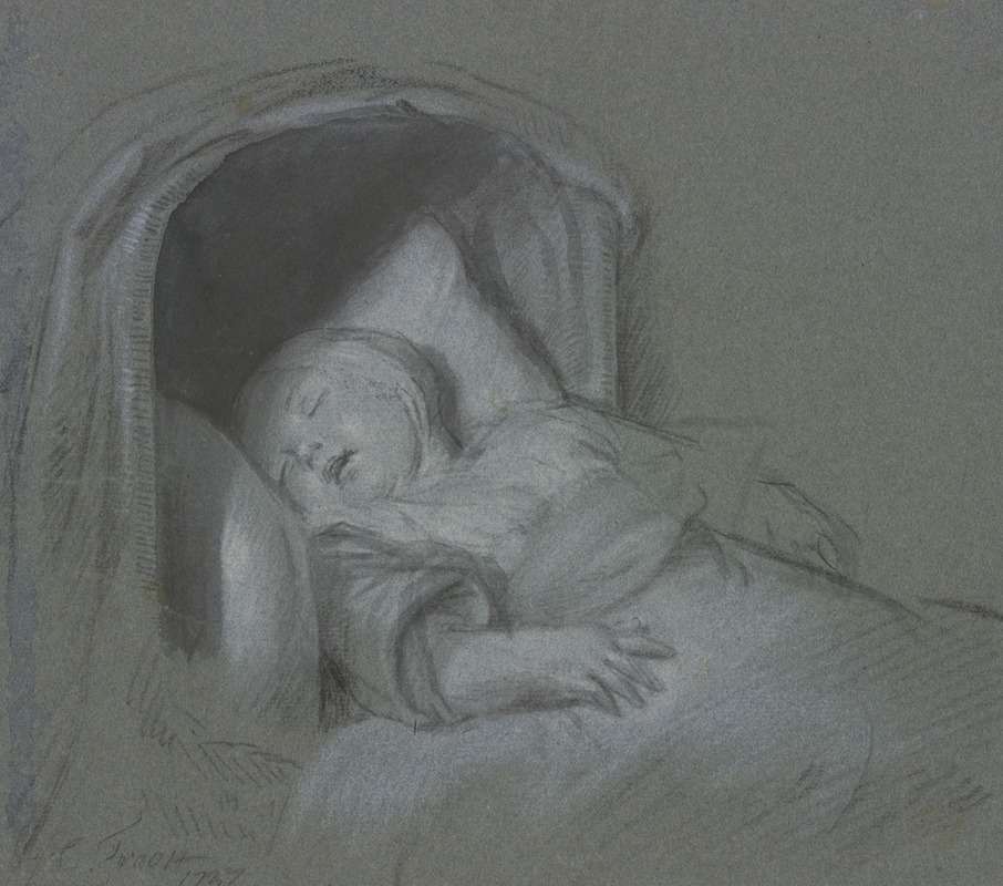 Schlafendes Kind in der Wiege by Корнелис Трост, 1737 — digital art print download