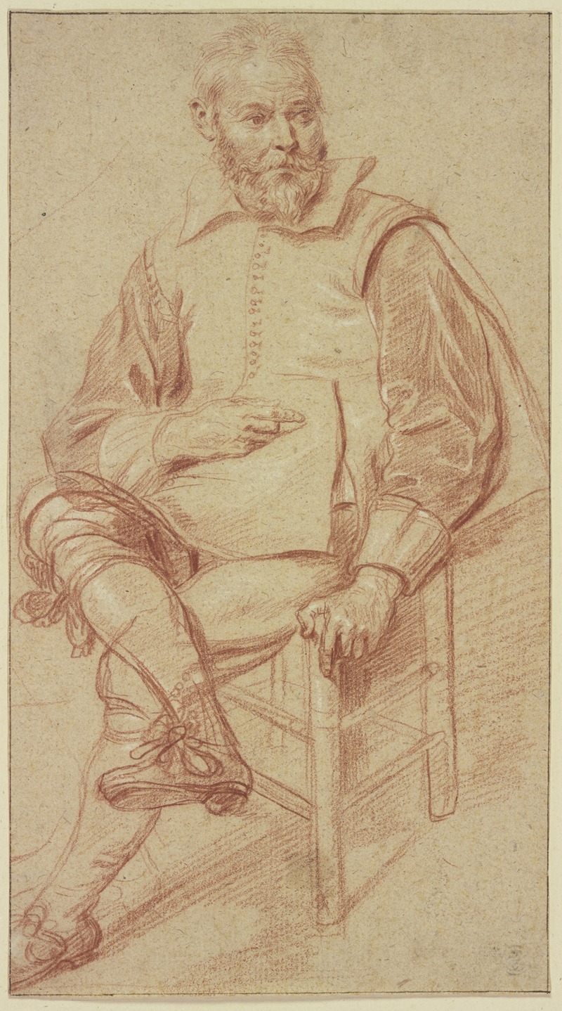 Bärtiger Mann auf einem Stuhl sitzend by Cornelis van den Berg — digital art print download