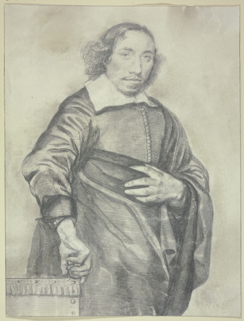 Stehender Mann auf einen Stuhl gestützt by Cornelis Visscher — digital art print download