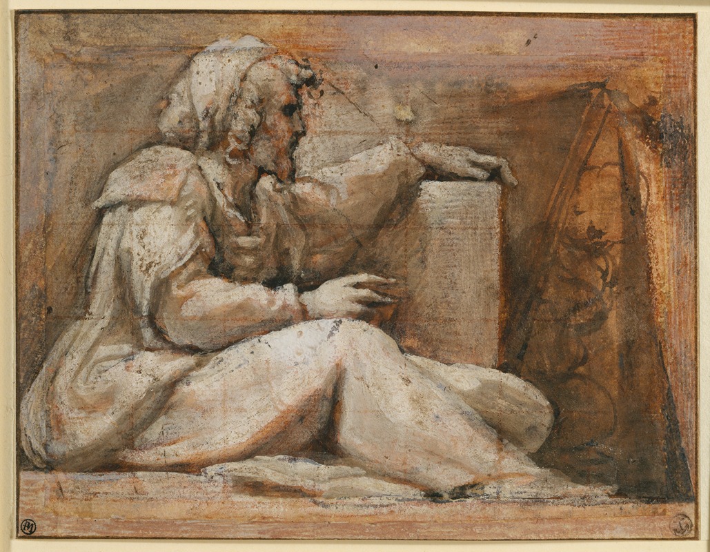 Seated Prophet with Book, facing right by Correggio — digital art print download