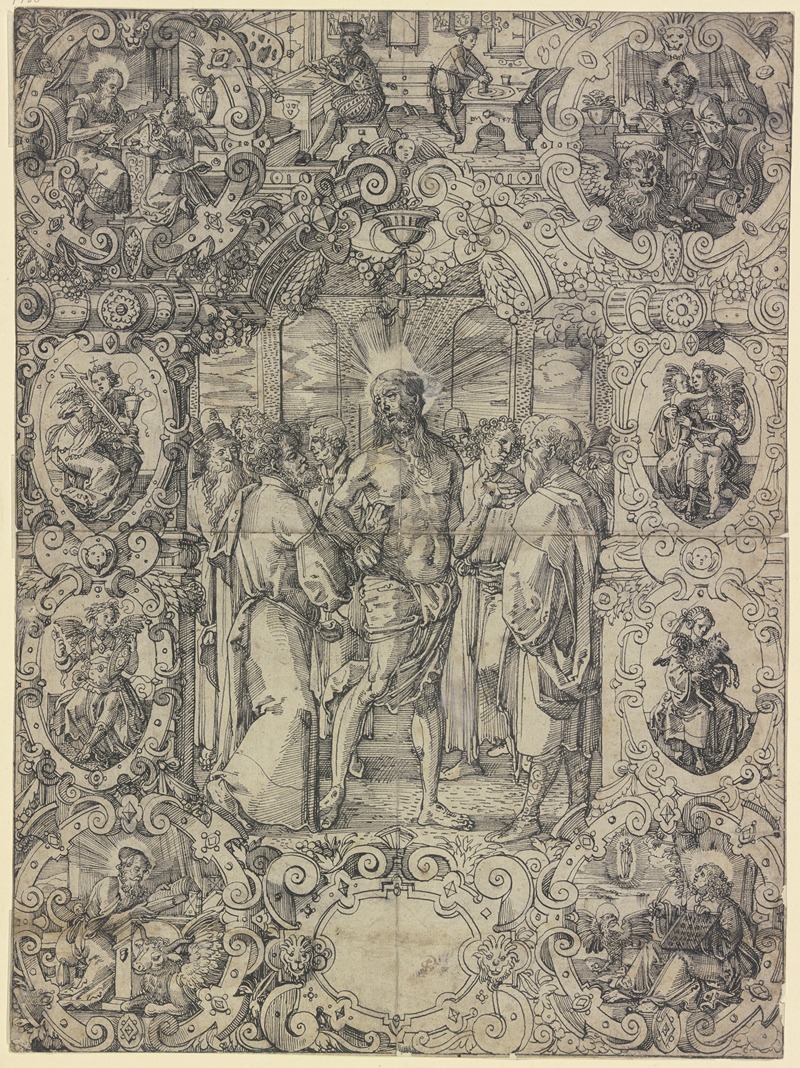 Scheibenriss mit Christus und dem ungläubigen Thomas — Daniel Lindtmayer II