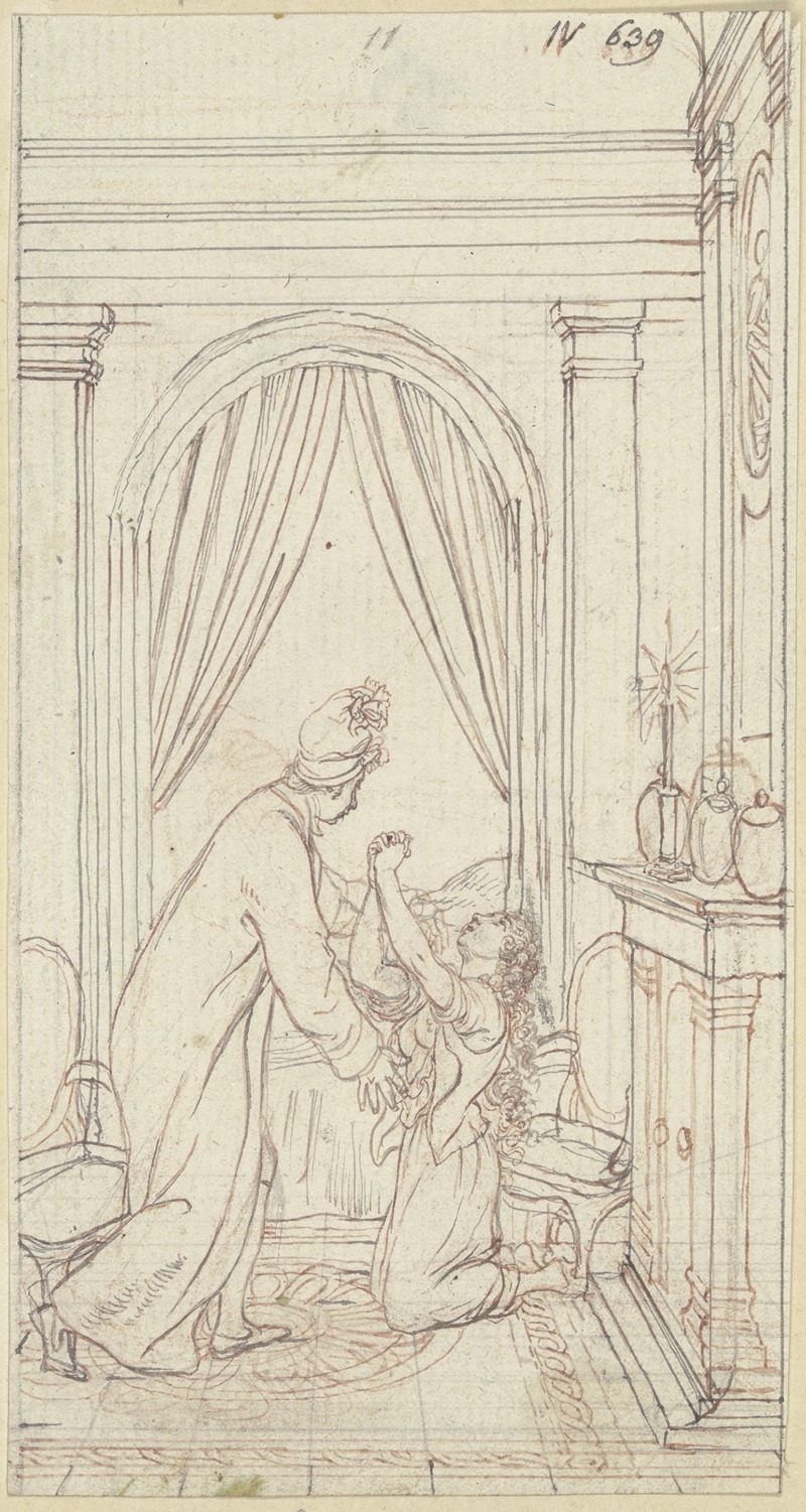 Clarissa kneels to the right — Daniel Nikolaus Chodowiecki