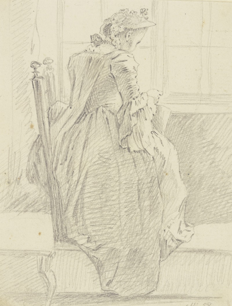 Frau mit Handarbeit am Fenster — Daniel Nikolaus Chodowiecki
