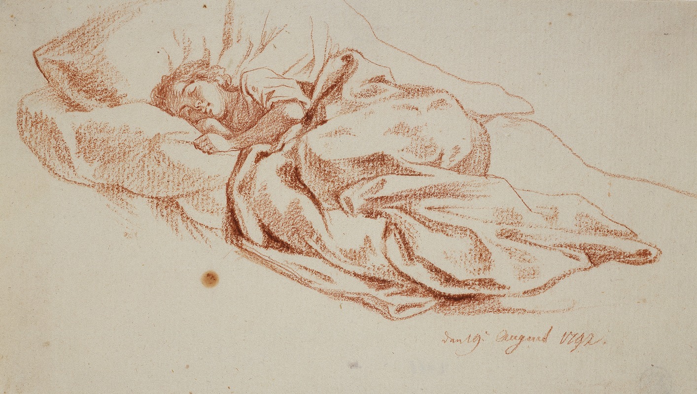Schlafendes junges Mädchen im Bett — Daniel Nikolaus Chodowiecki