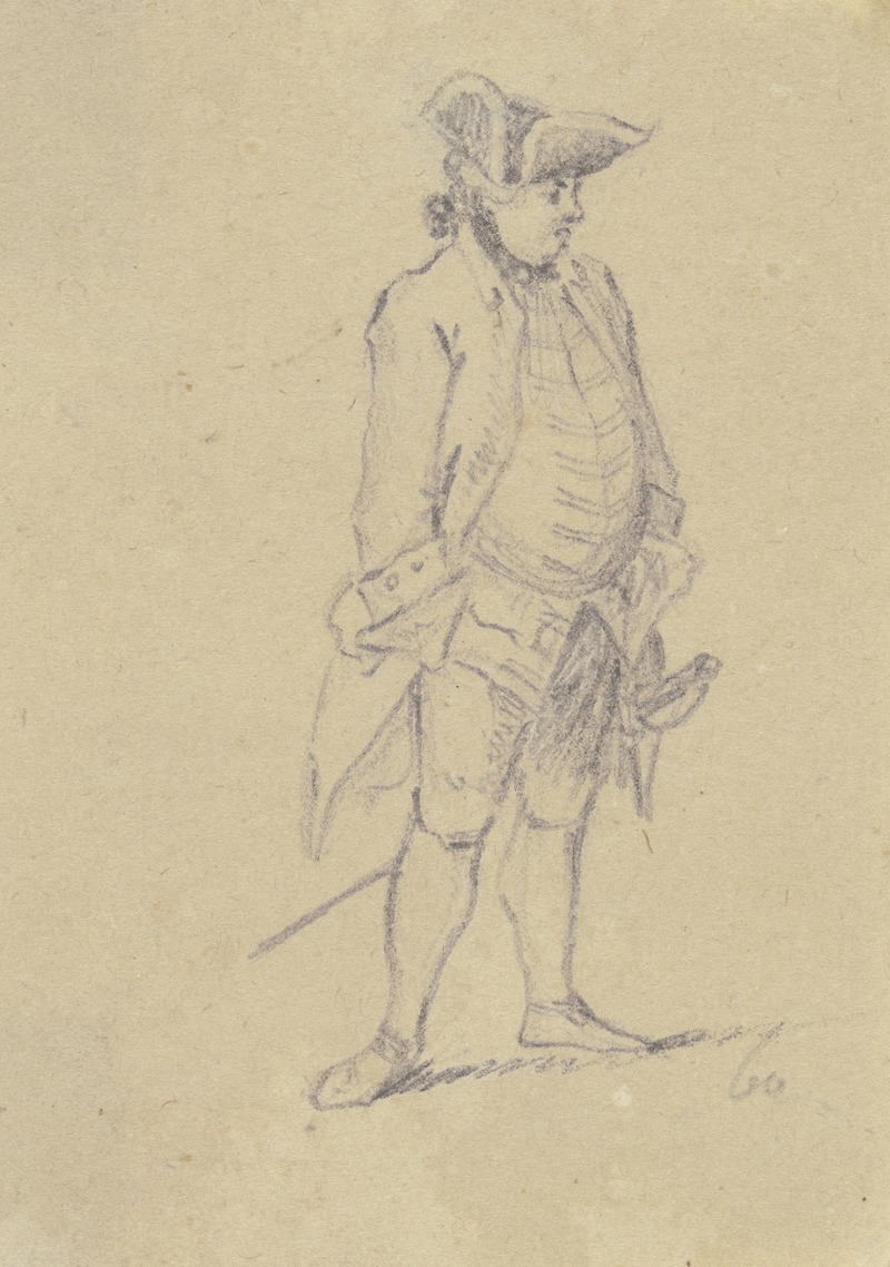 Stehender Offizier mit Degen. by Даниэль Николай Ходовецкий, 1760 — digital art print download