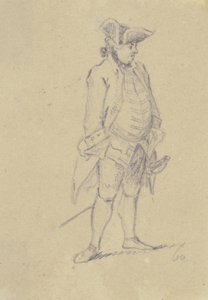 Stehender Offizier mit Degen by Даниэль Николай Ходовецкий, 1760 — digital art print download